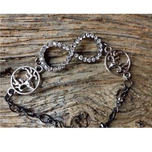 Deer infinity knot bracelet, deer rhinestones, deer skull, bone collector deer